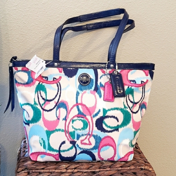 Coach Handbags - NWT Coach Signature Logo Multi-Color Purse/Bag